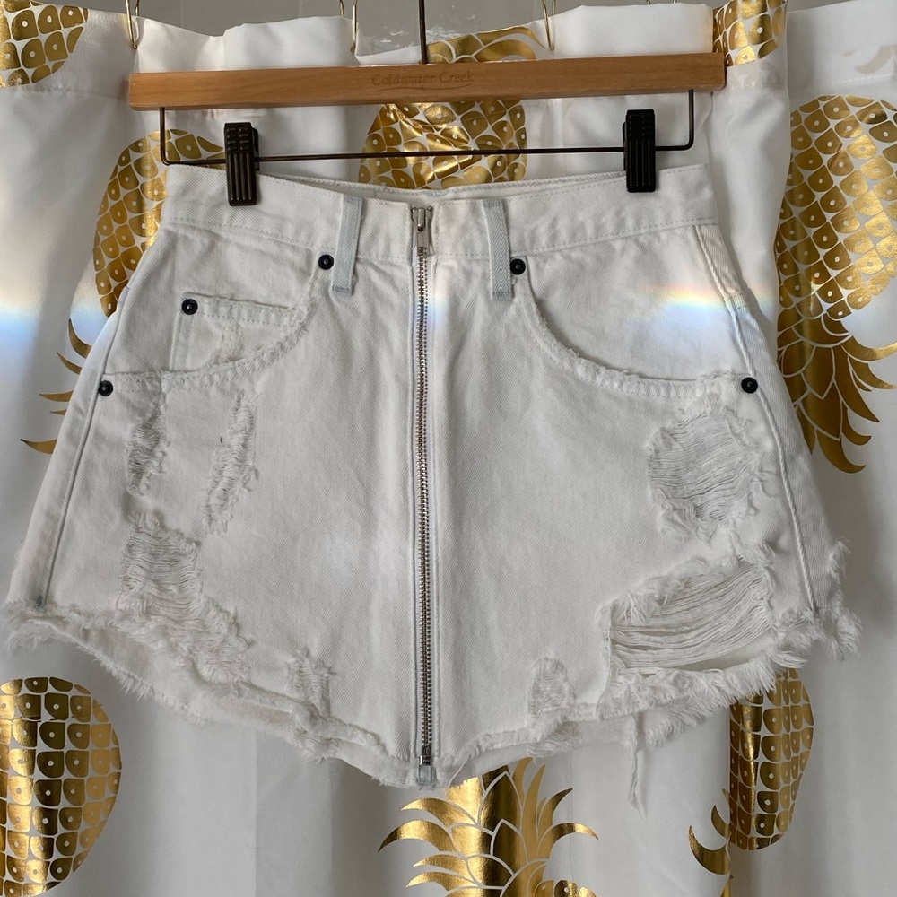 COPY - White CARMAR Beatrice Zip Front Min Skirt- 25